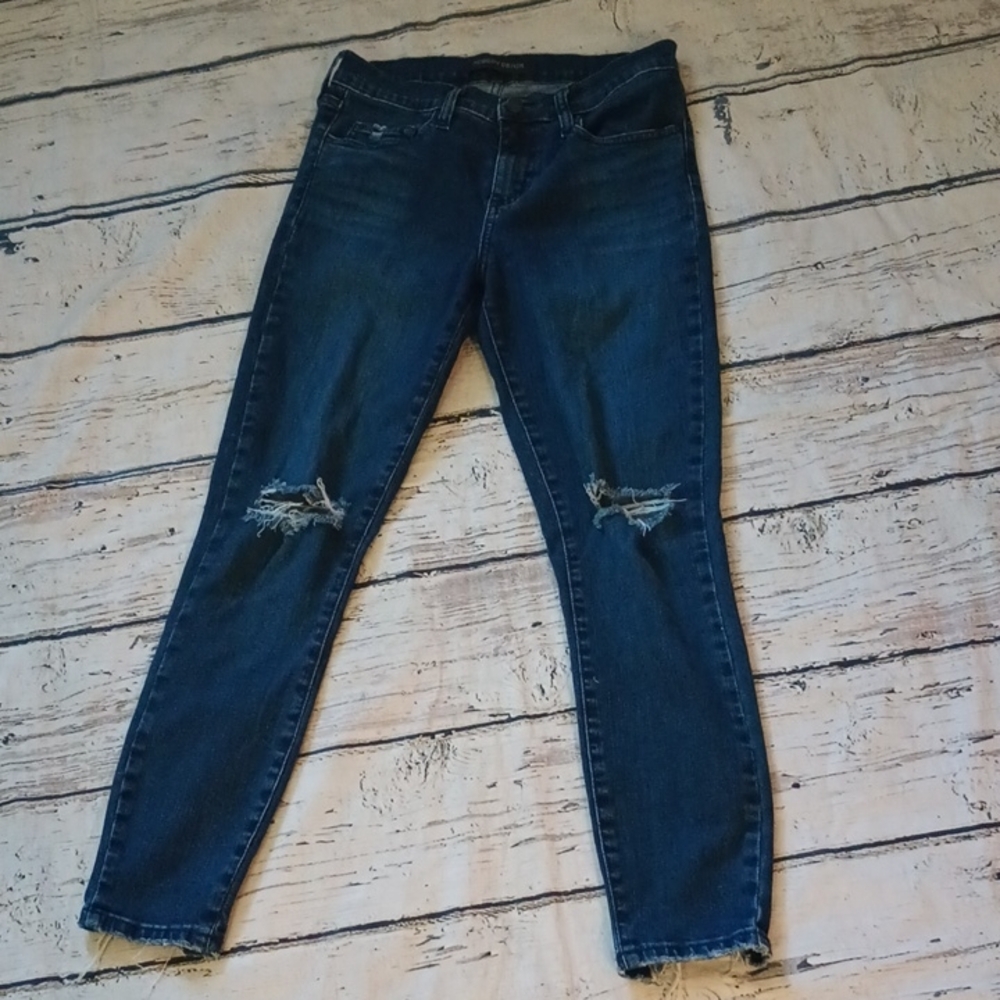 Nobody Denim Distressed Dark Wash Geo Skinny Ankle Jeans 28